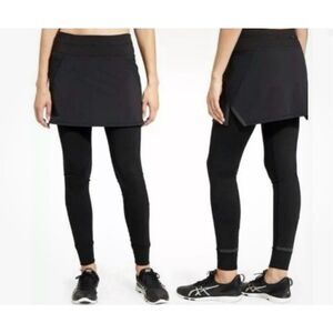 ATHLETA Womens Sz 1X Black Powder Peak 2 in 1 Wicking Fleece Lined Leggings Skir